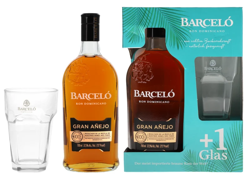Barcelo Gran Anejo Geschenkpackung mit 1 Glas Ron Dominicano 37.5° 70cl