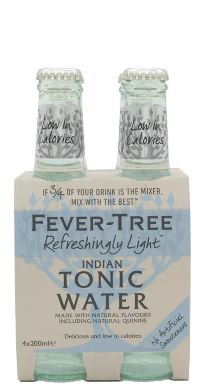 Fever-Tree Tonic Refreshingly Light 4er Pack Kohlensäurehaltiges Erfrischungsgetränk mit Chinin 20cl