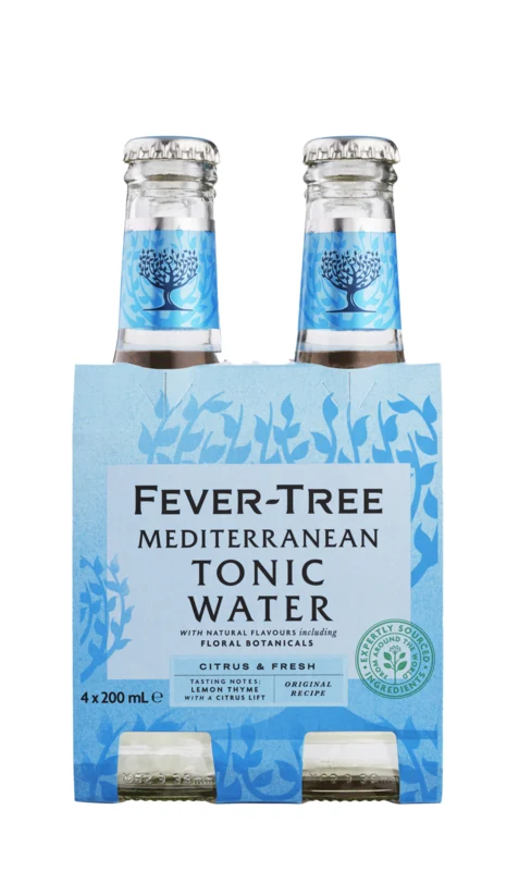 Fever-Tree Mediterranean Tonic Water 4er Pack Kohlensäurehaltiges Erfrischungsgetränk mit Chinin 20cl