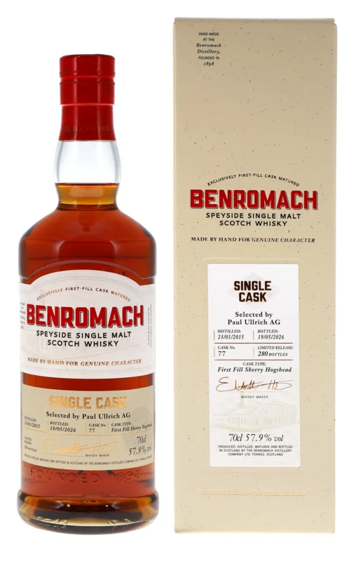 Benromach Single Cask Strength 77 1st Fill Sherry Hogshead 2015 Speyside Single Malt Scotch Whisky 57.9° 70cl