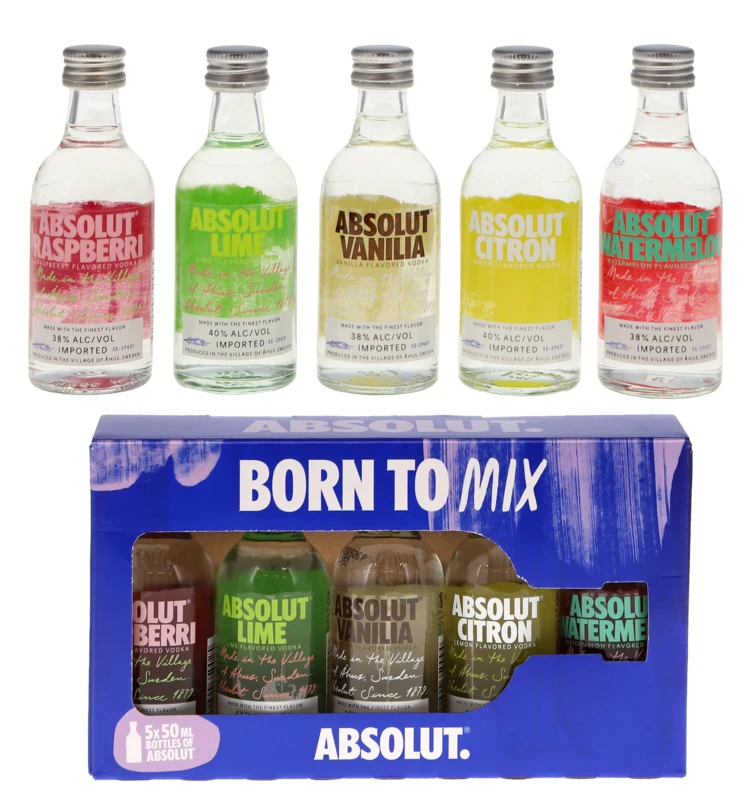 Absolut Five Flavored Vodka 5x5cl 38.8° 25cl
