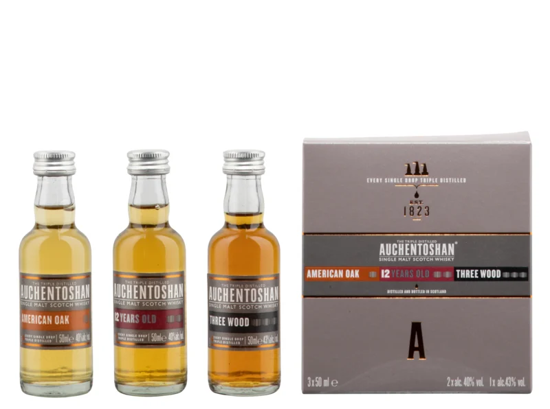 Auchentoshan Geschenkpackung 3 x 5cl (American Oak-12J-Three Wood) Single Malt Whisky 41° 15cl