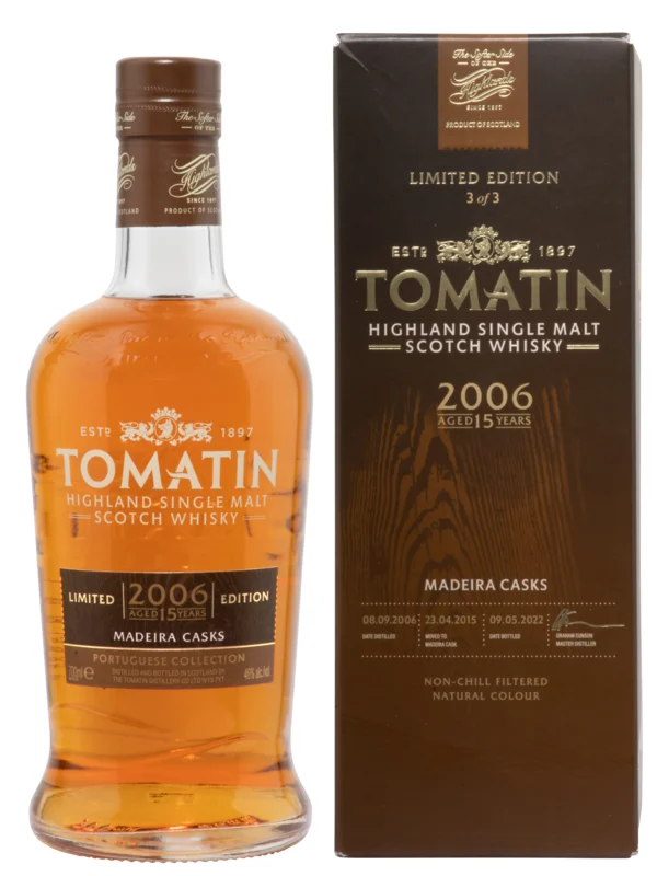 Tomatin Portuguese Collection Madeira Casks 15 Years 2006 Highland Single Malt Scotch Whisky 2022 46° 70cl