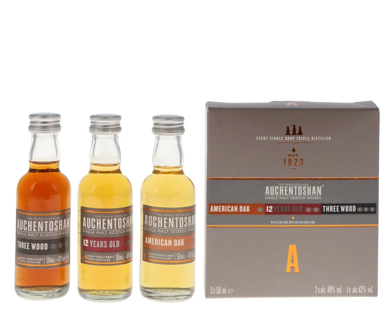 Auchentoshan Geschenkpackung 3 x 5cl (American Oak-12J-Three Wood) Single Malt Whisky 41° 15cl