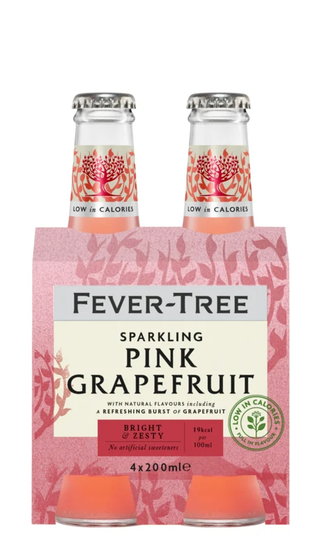 Fever-Tree Sparkling Pink Grapefruit 4er Pack Kohlensäurehaltiges Erfrischungsgetränk 20cl