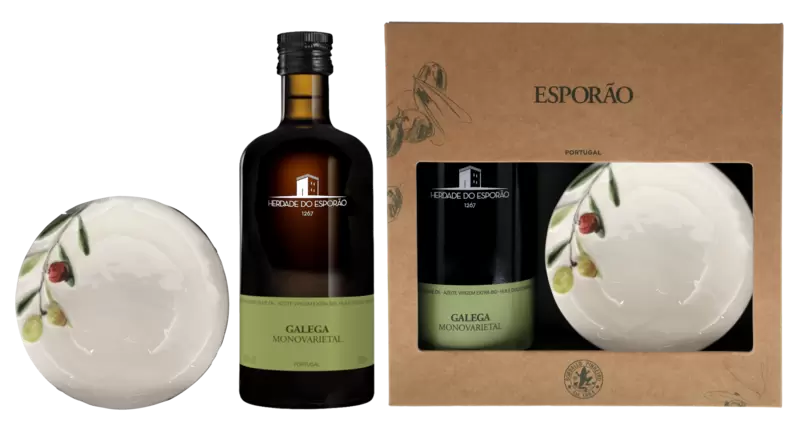 Esporão Olivenöl Azeite Virgem Extra Gift Set with Tasting Plate BIO 50cl