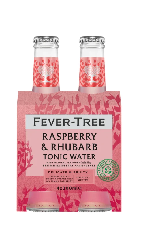 Fever-Tree Raspberry & Rhubarb Tonic Water 4er Pack Kohlensäurehaltiges Erfrischungsgetränk mit Chinin 20cl