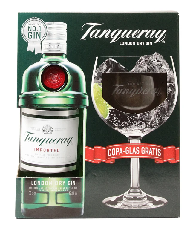 Tanqueray Geschenkset mit Copa Glas London Dry Gin 47.3° 70cl