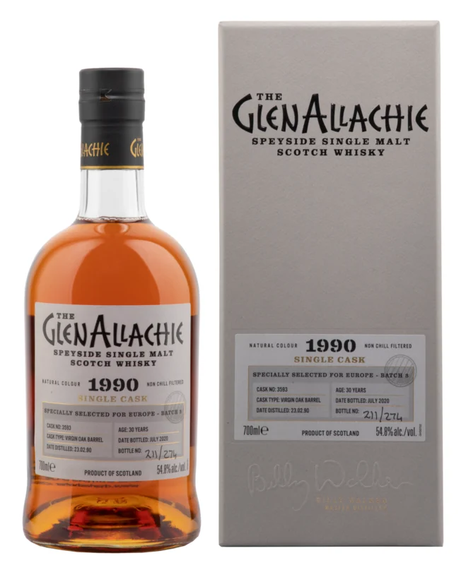 Glenallachie Single Cask 3593 Virgin Oak Barrel 30 Years 1990 Speyside Single Malt Scotch Whisky 2020 54.8° 70cl