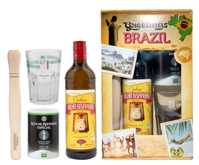 Velho Barreiro Silver Caipirinha-Set Cachaça 39° 70cl