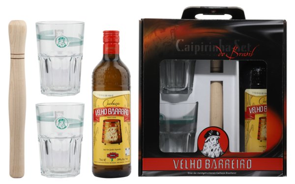 Velho Barreiro Silver Caipirinha-Set Cachaça 39° 70cl