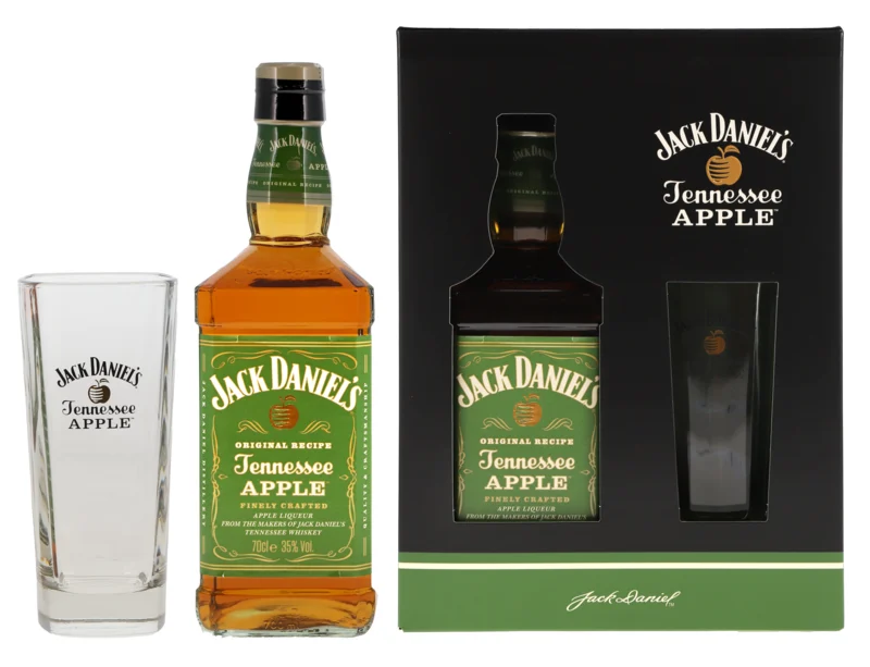 Jack Daniel's Tennessee Apple Liqueur Geschenkpackung mit Longdrinkglas 35° 70cl