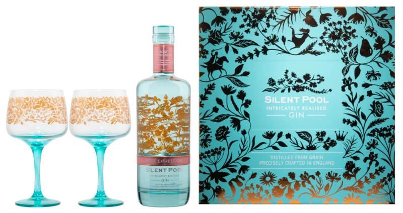 Silent Pool Rose Expression mit 2 Copa Gläser Gin 43° 70cl