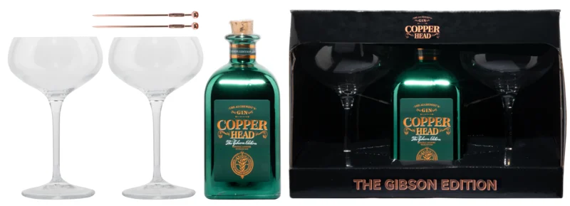 Copperhead Giftbox The Gibson Edition mit 2 Martini Gläser Gin 40° 50cl