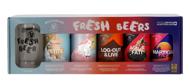 WhiteFrontier Fresh Beers Tastingbox 5x DO & Glas 4.74° 1.65l