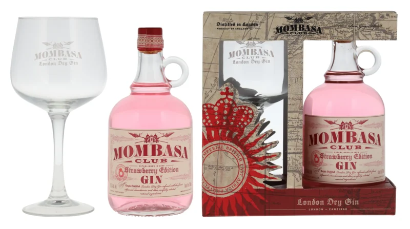 Mombasa Club Strawberry Edition Gin mit 1 Glas 37.5° 70cl
