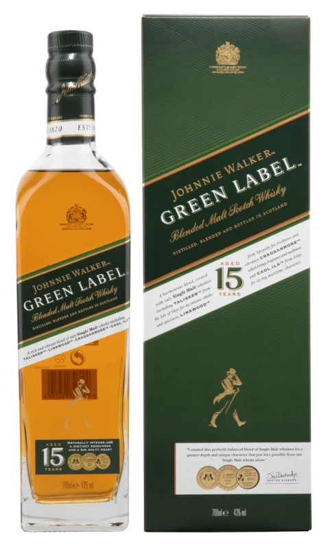 Johnnie Walker Green Label 15 Years Blended Scotch Whisky 43° 70cl