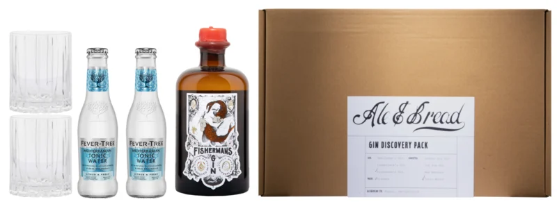 Ale & Bread Geschenkset Fisherman's Gin & Tonic & 2 Gläser Gin 41° 50cl
