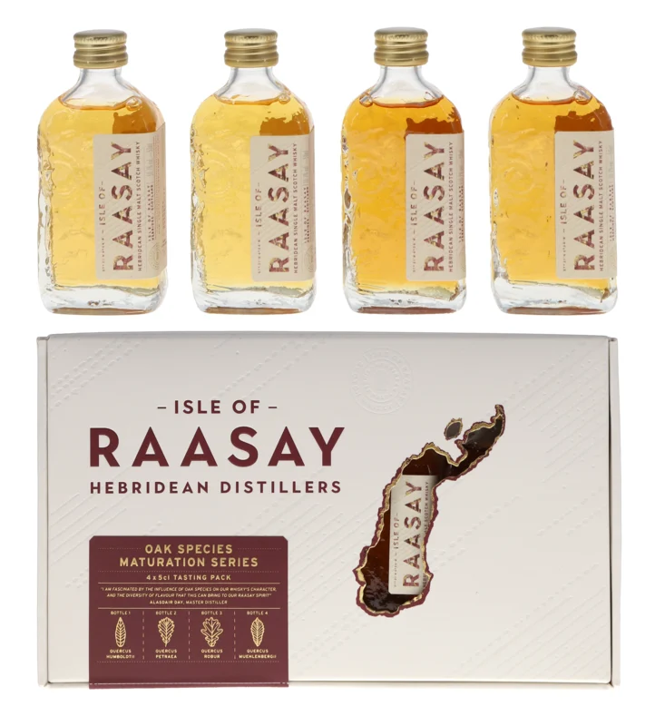 Isle of Raasay Oak Species Maturation Series Tasting Pack 4x 5cl Lightly Peated Hebridean Single Malt Scotch Whisky 50.7° 20cl