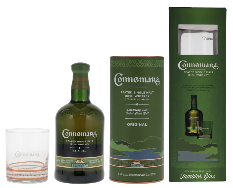 Connemara Peated mit Glas Irish Single Malt Whiskey 40° 70cl