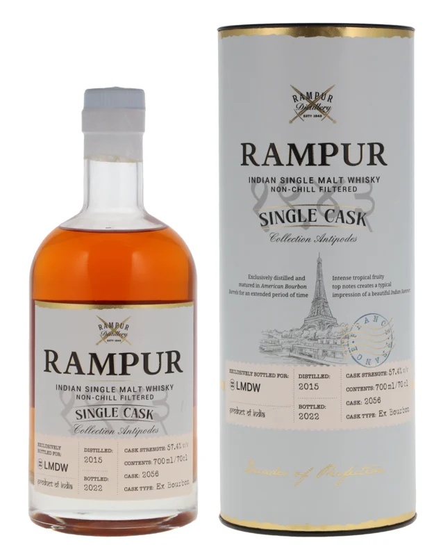 Rampur Single Cask Antipodes 7 Years 2015 Indian Single Malt Whisky 2022 57.4° 70cl