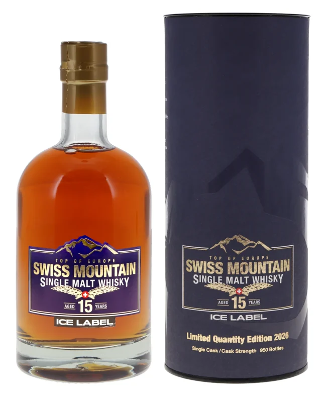 Rugenbräu Swiss Mountain Ice Label Edition 2026 15 Jahre 2011 Single Malt Whisky 2026 53.6° 50cl