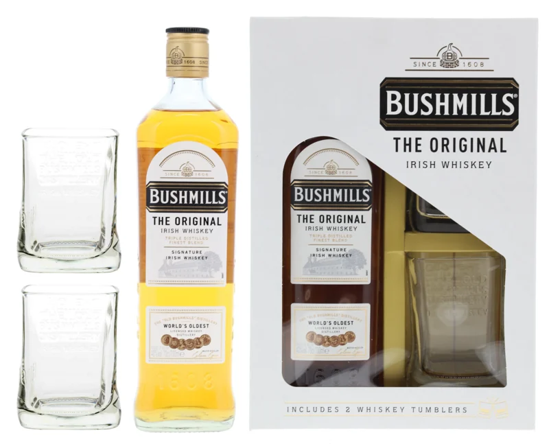 Bushmills Original mit zwei Gläser Irish Whiskey 40° 70cl