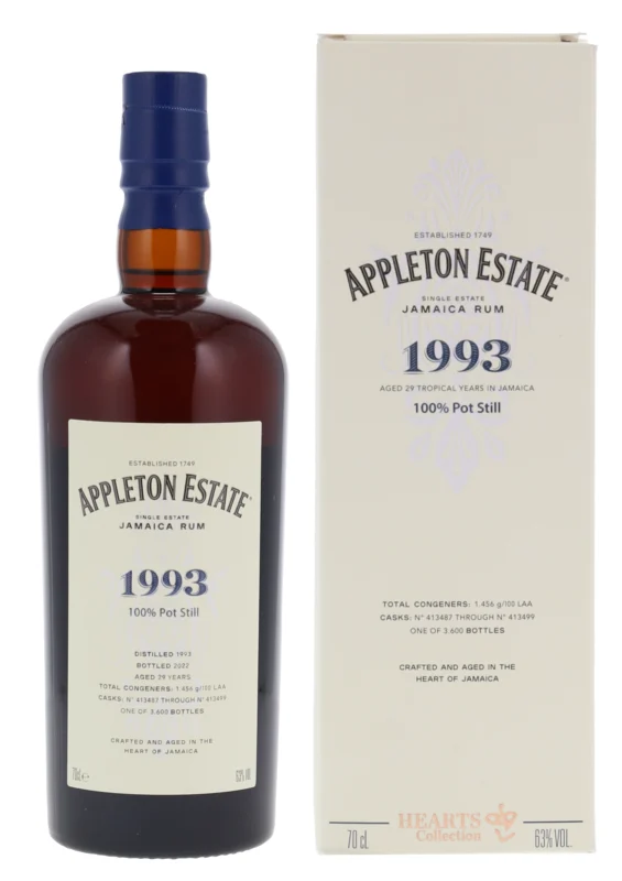Appleton Estate Hearts Collection 100% Pot Still 21 Years 2002 Single Estate Jamaican Rum 63° 70cl