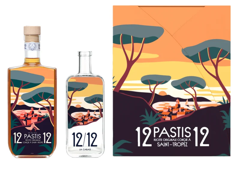 Pastis 12/12 Recette de Saint-Tropez Coucher du Soleil Inkl. Wasserkaraffe 45° 70cl