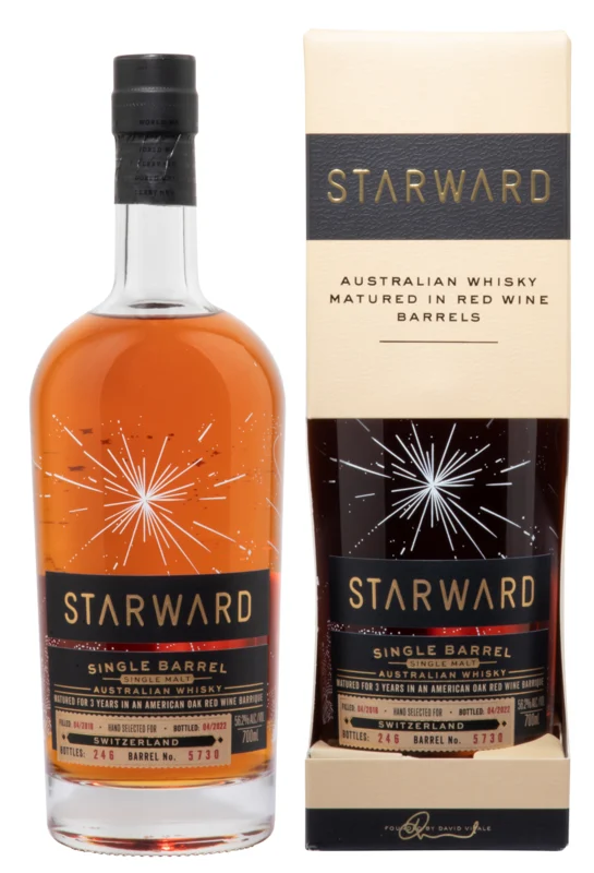 Starward Single Barrel #5730 Switzerland 4 Years 2018 Single Malt Australian Whisky 2022 56.2° 70cl